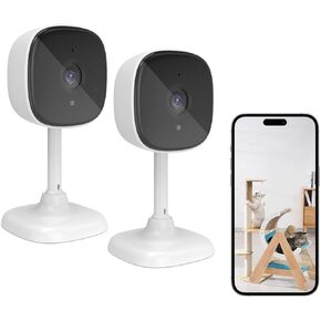 كاميرا WiFi لأمن المنزل، عبوتان من الكاميرا الداخلية لمراقبة الأطفال/الكبار، صوت ثنائي الاتجاه، كشف الحركة، وضع الخصوصية، الرؤية الليلية، بطاقة Micro SD/التخزين السحابي، مساعد Google/متوافق مع Alexa in Kuwait