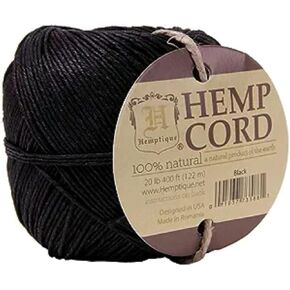 Hemptique 100% Hemp Cord Ball - 122 Meter Hemp String - 1 mm Cord Thread for Jewelry Making, Macrame, Greeting Cards & More - Multi Packs and Colors (Black, Single Pack)