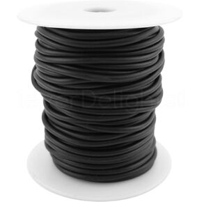 CleverDelights Black Solid Rubber Cord - 150 Feet - 3mm (3/32") Round - Crafts Beading Jewelry Necklaces