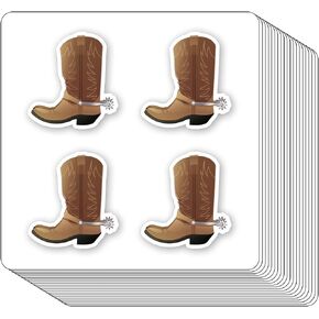 Cowboy Boots Stickers 1in for Scrapbooking, Arts, Craft, Kids DIY, Journals 80-Pack