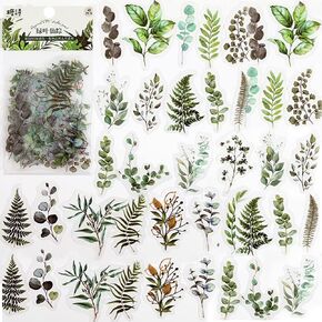 40Pcs Plant Stickers Green Plants Scrapbook Stickers Leaf Stickers Nature Plants Vinyl Stickers Leave Stickers Scrapbooking Stickers Stationery for Planner Journal Album Notebook Diary DIY Art Craft