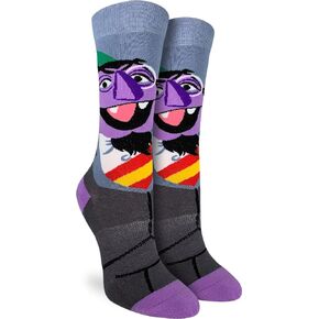 جوارب Good Luck Sock النسائية Sesame Street، Count von Count، للبالغين، مقاس الحذاء 5-9 in Kuwait