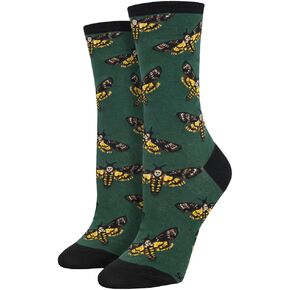 Women's Crew Socks Moths To A Flame Green