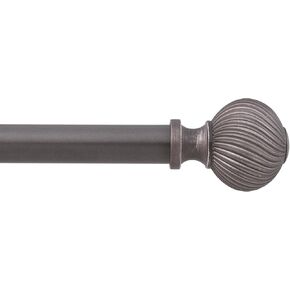 Kenney AZ71888 Vivienne Swirl Ball End قضيب ستارة نافذة مزخرف قياسي، طول قابل للتعديل 28-48 بوصة، لمسة نهائية من البيوتر، أنبوب فولاذي بقطر 5/8 بوصة in Kuwait