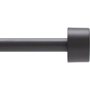 Kenney T71853 Cartwright Modern Cap End Standard Decorative Window Curtain Rod, 36-66" Adjustable Length, Matte Black Finish, 5/8" Diameter Steel Tube
