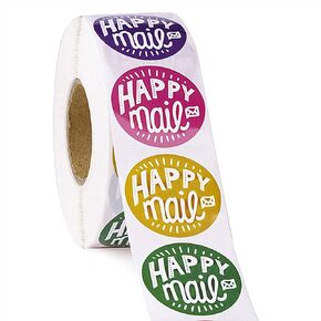 WRAPAHOLIC Happy Mail Business Stickers - 8 Kinds Colors Thank You Stickers, Shipping Stickers - 1.5 x 1.5 Inch 1000 Total Labels