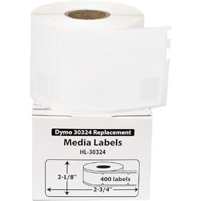 HOUSELABELS Compatible DYMO 30324 Media Labels (2-1/8" x 2-3/4") Compatible with Rollo, Some DYMO LW Printers, 6 Rolls /2400 Labels