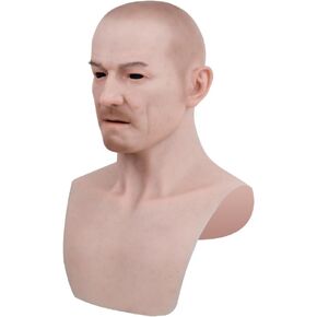 Eugene Silicone Realistic Head Mask Lifelike Head Old Man Mask for Cosplay Halloween