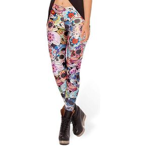 Womens Galaxy Star Digital Printed High Waist Stretchy Ankle Length Footless Pants Elastic Tights Leggings