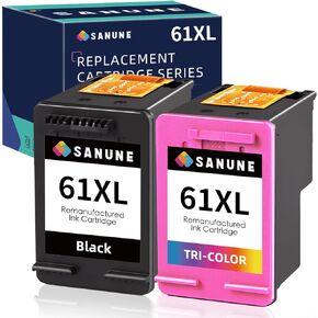Remanufactured Ink Cartridge Replacement for HP Ink 61 61XL Combo Pack for HP Envy 4500 5530 4502 5535 5534 OfficeJet 4630 4635 Deskjet 1000 1010 1510 1512 2540 Printer (1 Black, 1 Tri-Color)
