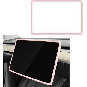 Screen Protector Frame, Silicone Screen Decor Center Console Protection Cover, Car Center Console Accessories Automotive Interior Accessories Compatible with Model 3 / Y (Black)