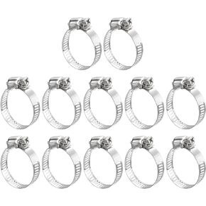 uxcell Worm Gear Hose Clamp, 12pcs 3/8" - 5/8" Adjustable Stainless Steel Hose Clamps Duct Clamp for Securing Hose, Pipe, Plumbing, Tube and Fuel Line