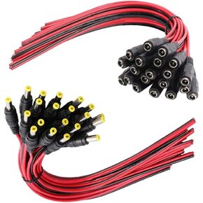 10 pcs Male and 10 pcs Female DC Connector Plug,12V 5A Barrel Jack Connector DC Power Pigtail Cable, for CCTV Security Camera and Lighting Power Adapter