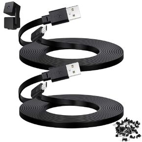 كابل بطول 30 قدم لكاميرا WYZE Cam Pan V3 الخارجية، محول Micro USB 90 درجة، سلك طاقة مسطح، أسود