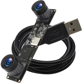 4MP USB Camera Module 60fps Synchronization No Distortion Dual Lens 3840X1080P High Speed USB Camera 3D Stereo USB Webcam for PC Computer Camera for Face Recognition VR Biometric Detection