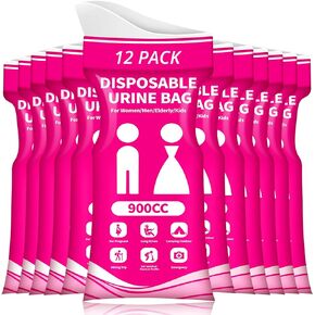 Disposable Urine Bag for Travel - 900ML Portable Pee Bags for Women Men 12 PCS Emergency Vomit Bags Unisex Toilet Urinal for Car Camping, Road Trip,Traffic Jams, Pregnant, Kids, Patient