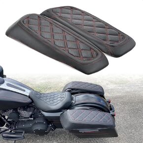 Saddlebag Lid Bra Protective Covers Compatible with Harley Davidson 2014-2023 Touring Road Glide FLTRX Electra Glide FLHT Road King FLHR Street Glide FLHX and Tri Glide Models, Red Stitching