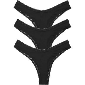 Stripe & Stare Thong Panty Pack, Women's Thong Underwear (XS-1X)