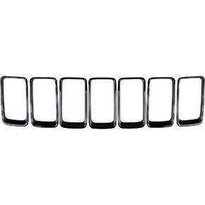 Full Set Matte Black Honeycomb Mesh Grille Insert + Chrome Cover Trim Ring Compatible with 2019-2021 Jeep Cherokee