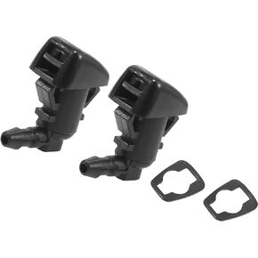 Motoforti Front Windshield Wiper Nozzles, for Ford Edge 2011-2014, Plastic, with Gaskets, Black, 2pcs
