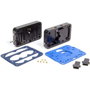 Metering Block, Double Pumper Conversion, Gaskets Included, Aluminum, Black Anodized, Holley 4150 Carburetors, Kit