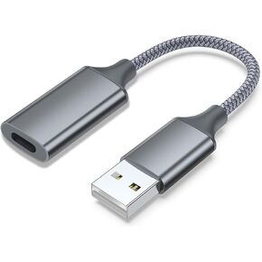 كابل محول الصوت USB A إلى Lightning، محول USB ذكر إلى Lightning أنثى لسماعات الرأس متوافق مع كمبيوتر MacBook والكمبيوتر الشخصي USB A والكمبيوتر المحمول يدعم التحكم في مستوى الصوت مع ميكروفون مجدول من النايلون in Kuwait