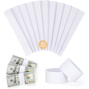 عصابات النقود للنقود، 550 حزمة من الأربطة النقدية البيضاء الفارغة، أشرطة العملات ذاتية اللصق لمنظم النقود الورقية لأغلفة الفواتير in Kuwait