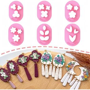 Dacmern Polymer Clay Cutters - 6 Pcs Mini Clay Cutters for Polymer Clay Earrings Making, Floral & Leaf Micro Clay Earring Cutters, Clay Cutters for Polymer Clay Jewelry