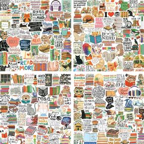 200PCS Book Stickers for Kindle, Bookish Stickers, Booktok Reading Stickers for Water Bottles Laptop Phone Accessories, Vinyl Waterproof Stickers for Book Lovers Teens Adults