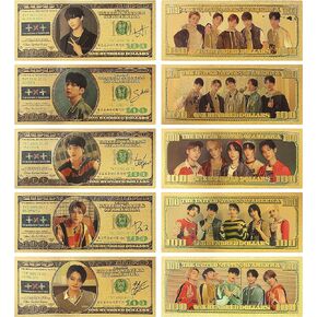 Kpop Merch for TXT Fans, Limited Edition Gold foil Bookmark Set Collectibles banknotes Gift (5pcsPrinting on 2 Side)
