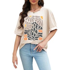 تي شيرت نسائي كبير الحجم من MK Shop محدود تي شيرت صيفي غير رسمي فضفاض مناسب بياقة دائرية وأكمام قصيرة قطع علوية أساسية 2024