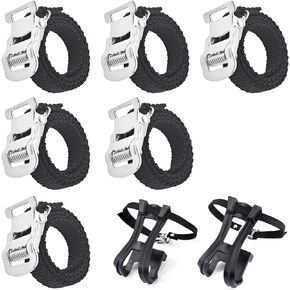6 Pack Bike Pedal Straps Universal Replacement Foot Pedal Straps, Exercise Bike Pedal Straps, Heavy Duty Adjustable Length Universal Pedal Strap for Exercise Stationary Bike/Bicycle Cycle