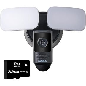 Lorex 2K Wi-Fi Floodlight Camera with Adjustable LEDs, Smart Motion Detection, 2-Way Talk, Color Night Vision, Black