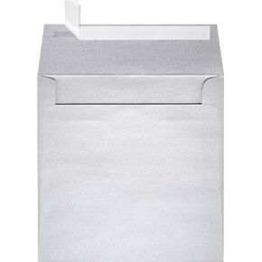 LUXPaper Square Invitation Envelopes | Peel & Press | 6" x 6" | Silver Metallic | 80lb. Text | 50 Qty