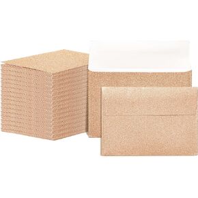 200 PC Gold Glitter Gift Card Envelopes - 4.125" x 2.78" inch Mini Envelopes for Business Cards and Gift Cards