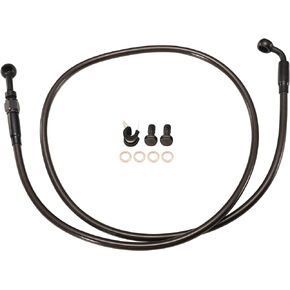 Tigersgate 16" Ape Hanger Handlebar Sportster Extended Front Brake Line/Cable Black Vinyl Stainless Steel Braided for 2004-up Sportster XL non-ABS