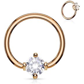 خاتم خرزة من الذهب الوردي (جوهرة) مصنوع من الفولاذ الجراحي سعة 316 لتر (اختر الحجم) in Kuwait