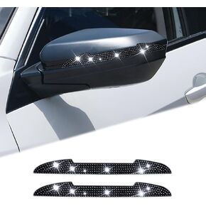 2 PCS Bling Car Door Side Anti-Collision Strip, Car Rear View Mirror Anti-Scratch Sticker, Crystal Rhinestone Auto Car Body Door Edge Guards Protector Sticker (Black)