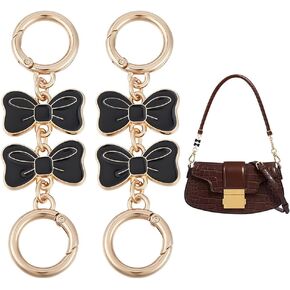 UNICRAFTALE 2Pcs 4.5Inch Purse Strap Extender Bowknot Extender Purse Chain Light Gold Enamel Bag Chain Metal Handbag Straps for Purse Replacement Handbag Supplies