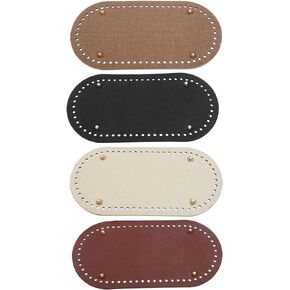Waziaqoc 4 Pcs PU Leather Bag Bottom Shaper, 9.8 x 4.7"Crochet Bag Bottom Shaper Pad with Holes for Handbag Shoulder Bag DIY Accessories
