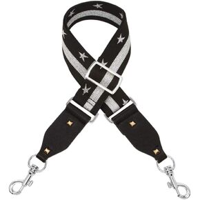 Shoulder-Strap Replacement Adjustable Faux Leather Purse-Strap Short Handles Handbag-Strap Replacement With Metal Hook Star Silver