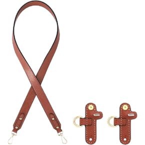 37.4 Inch Leather Strap for Longchamp, Leather Strap Replacement with 2 Punch-Free Adapters Replacement Crossbody Shoulder Strap for Long champ Le PLIAGE Accessory for Small & Medium Bags