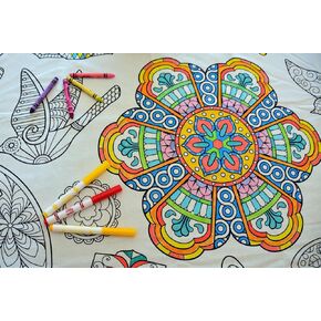 – Thanksgiving and Fall Fun Design – XL Rectangle Tablecloth – Fabric Coloring Tablecloth – Colorable Designs – Washable and Reusable – Coloring Activity for Children and Adults