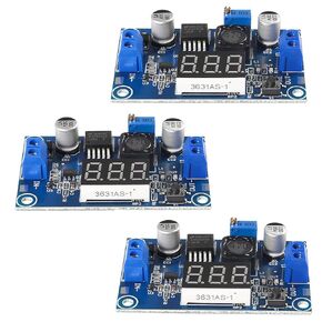 3 Pack LM2596 with LED Display Voltmeter Buck Converter,DC to DC Voltage Regulator Adjustable Step Down Buck Power Convert Module 4.0-40V Input to 1.25-37V Output (Blue)