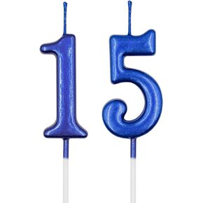 15th & 51st Birthday Candles, Black Number 15 51 Candle for Cake, Happy Birthday Cake Topper Decoration for Birthday Anniversary Celebration Party Supplies