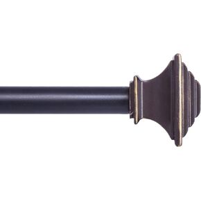 Kenney KNM75514 Fast Fit Easy Install Mission Step Square End Decorative Window Curtain Rod, 36-66" Adjustable Length, Oil Rubbed Bronze Finish, 5/8" Diameter Steel Tube