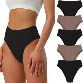 Womens High Rised Cotton Underwear Soft Breathable Panties Deep Length Briefs Underpant Multipack