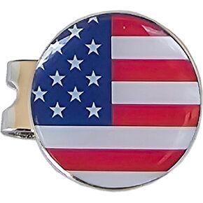 USA Flag Magnetic Golf Ball Marker with Hat Clip Holder for Golf Gloves Hats Bags Caps Visor Belt Mens Womens Adult Gift