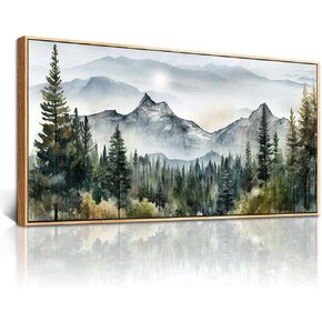 MHARTK66 Boho Watercolor Flower Wall Painting Canvas Wall Art For Living Room Wood Framed Wall Decor For Bedroom Office Wall Decoration Abstract Pictures Artwork Ready To Hang Modern Home Decor