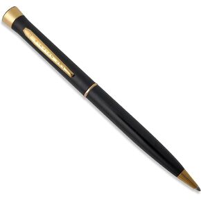 Garland Metal Slim Rollerball Pen, USA Made, Fine Gloss Finish with 24k Gold Trim For Executive Desk, Graduation, Groomsmen Gifts, Professional Men & Women, Keepsake Gift Box, Refillable - Black/Gold